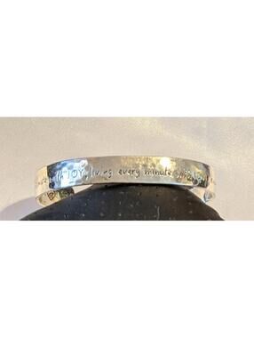 Brighton Joy Cuff Bangle Bracelet Silver Plated Tiny Crystals Etched Affirmation